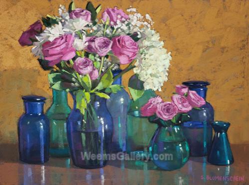 Roses, Hydrangea and Glass by Sarah Blumenschein